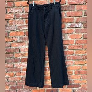 Hudson Black Nico Trouser Wide-Leg Pants Size 29 Cotton/Linen Blend